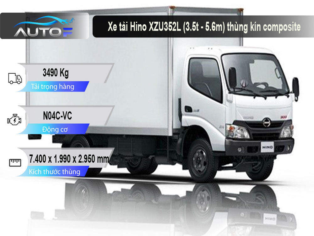 Xe tải Hino XZU352L (3.5t - 5.6m) thùng kín composite
